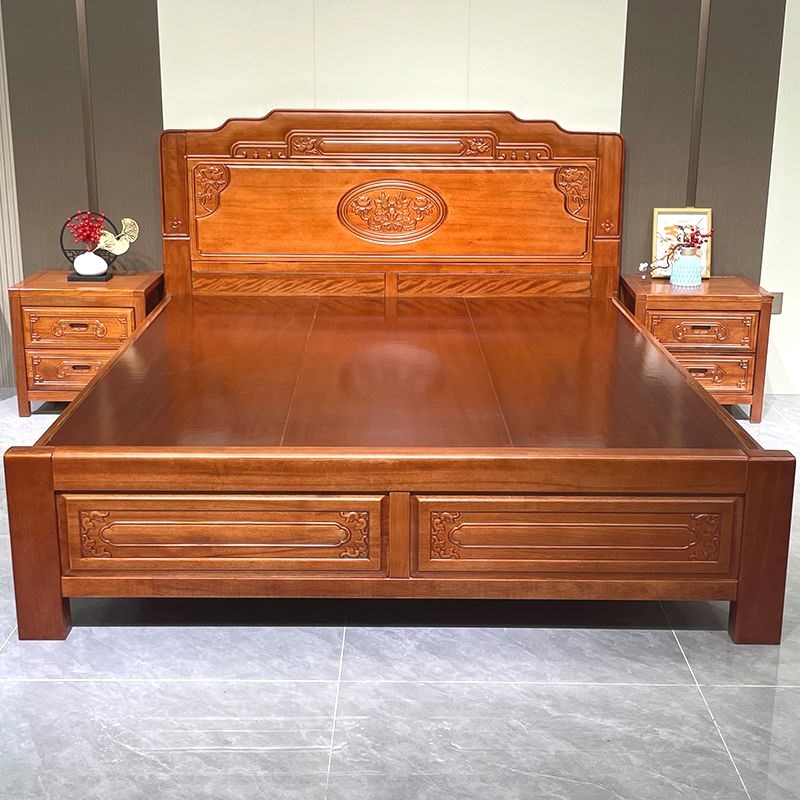 金花梨木全实木榫卯床.米人卧婚床中式仿古菠萝格木床米