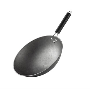 中轶铸铁锅圆底炒锅燃气物理粘锅凹型电磁炉锅无涂层