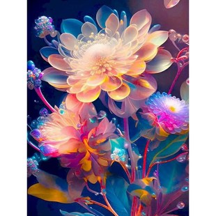 di数字油画风景人物填色手工油彩装饰画2小时发光的儿