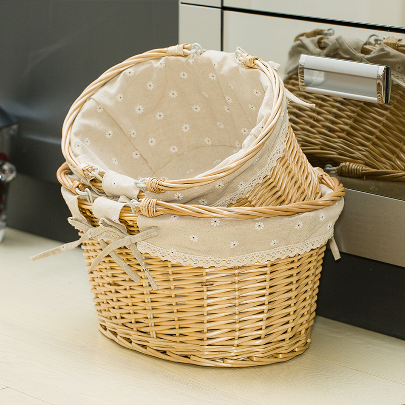 in藤编春游野餐篮折叠篮采摘篮手提购物篮儿童篮礼品篮水果篮