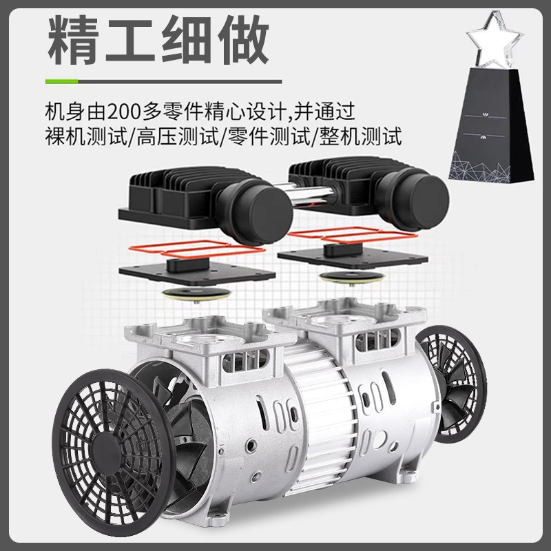 无油空压机泵头静音5w7w0w10气泵机头电机充气泵