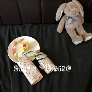 日单复古小新蔷薇园刺绣边仙女超轻折叠遮阳晴雨两用雨伞