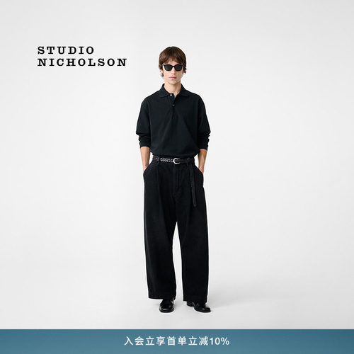 STUDIO NICHOLSON男士垂感PUCH单褶宽松长裤牛仔裤