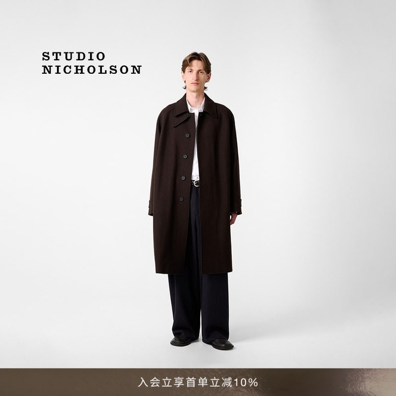 【秋冬新品】STUDIO NICHOLSON男士CABO插肩羊毛大衣长外套图片