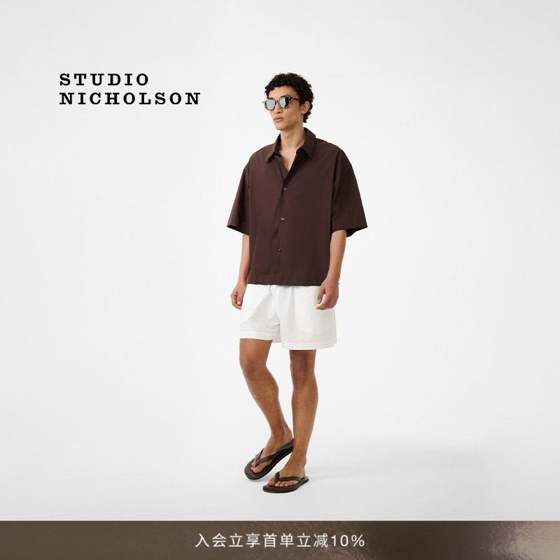 【春夏新品】STUDIO NICHOLSON男士SANKO短袖棉质BOXY箱型衬衫图片