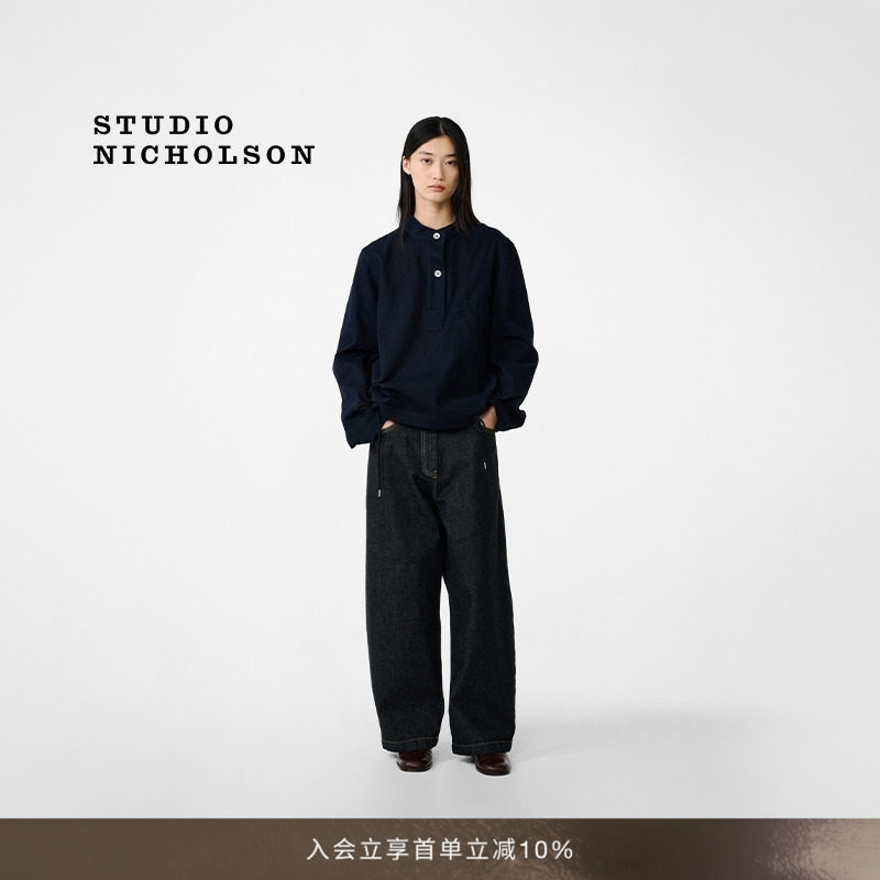 【明星同款】STUDIO NICHOLSON女士BAYE套头工装风棉衬衣抽绳衬衫图片