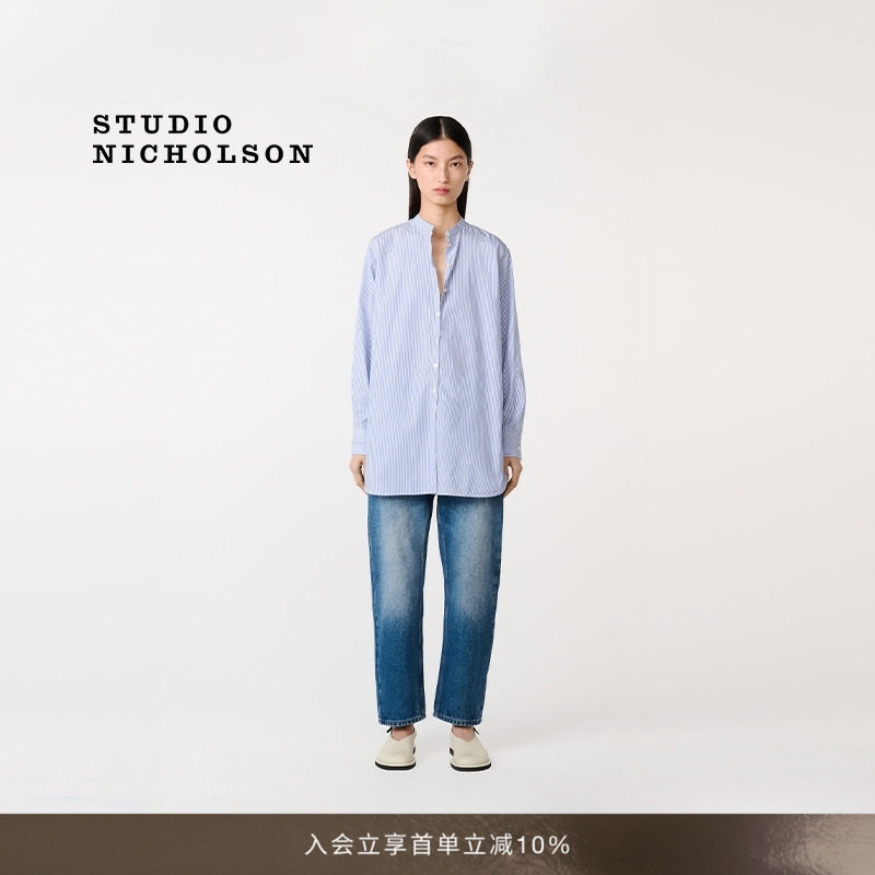 STUDIO NICHOLSON女士RUTHE男友风长裤棉质牛仔裤图片