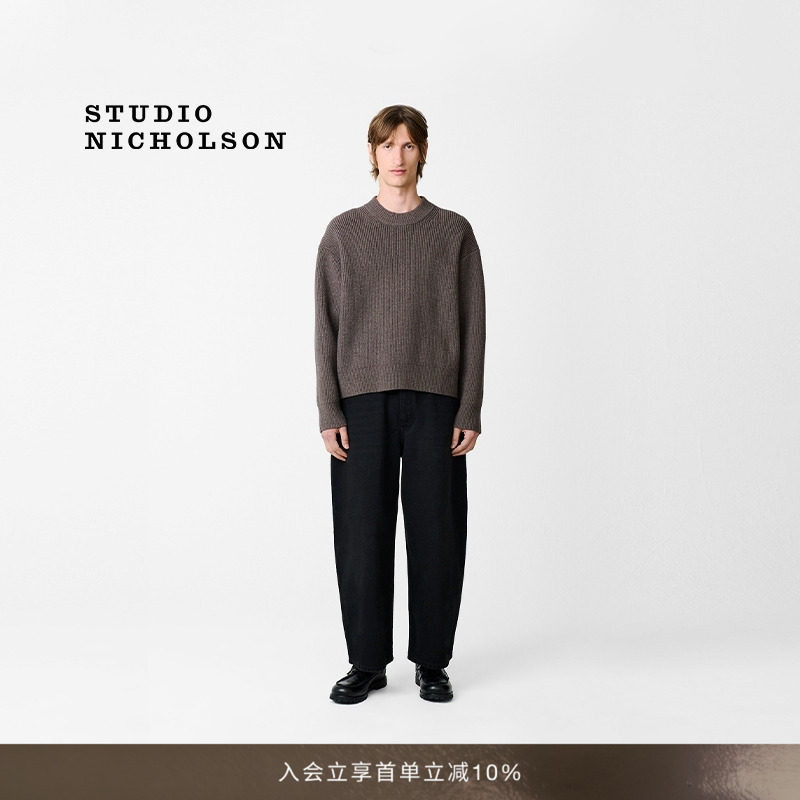 STUDIO NICHOLSON男士PAOLO阔腿裤棉质牛仔裤图片