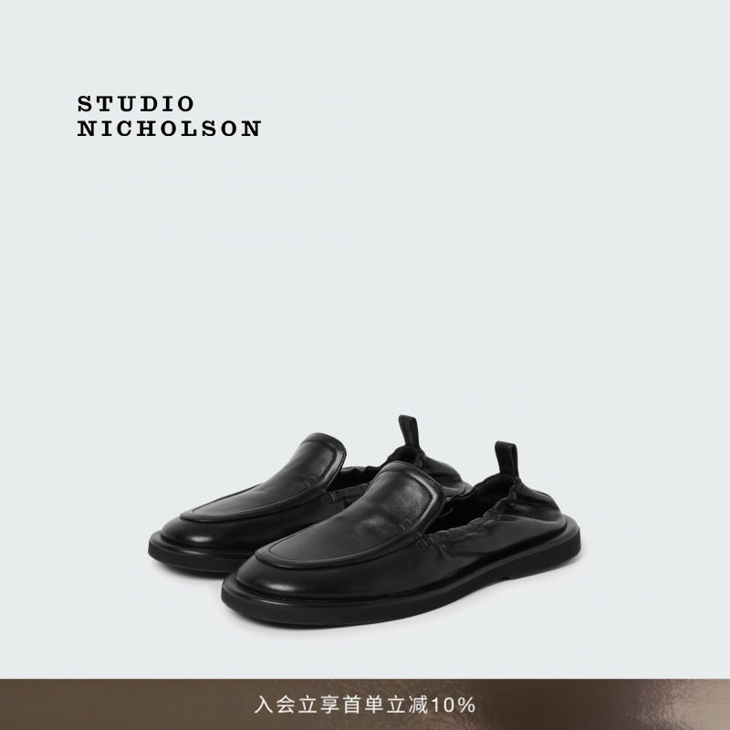 【经典甄选】STUDIO NICHOLSON男女同款DONOVAN弹性后跟乐福鞋黑图片