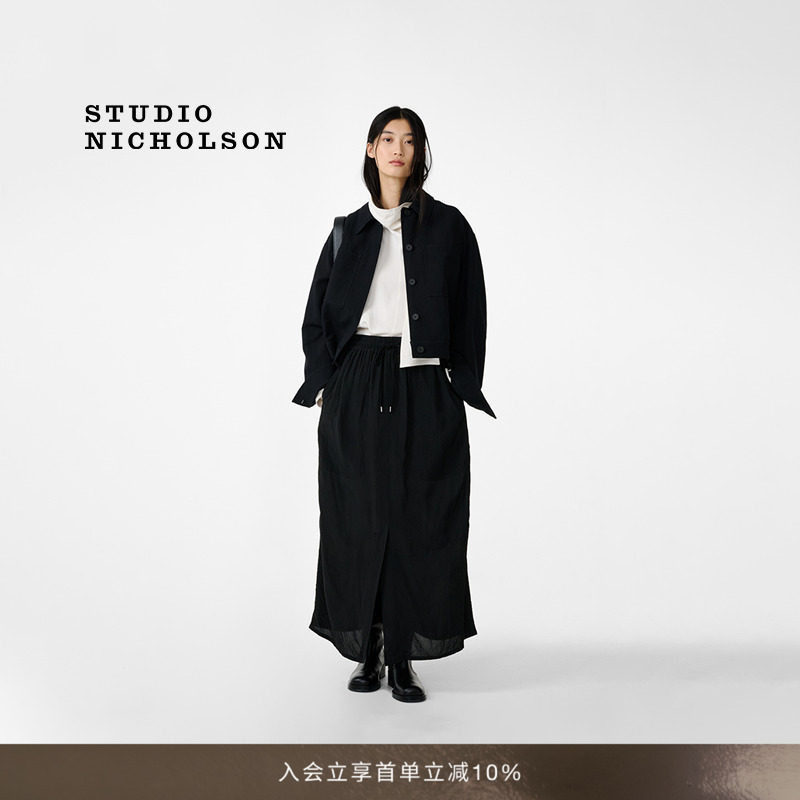 STUDIO NICHOLSON女士CALDER棉麻混纺短款夹克外套图片