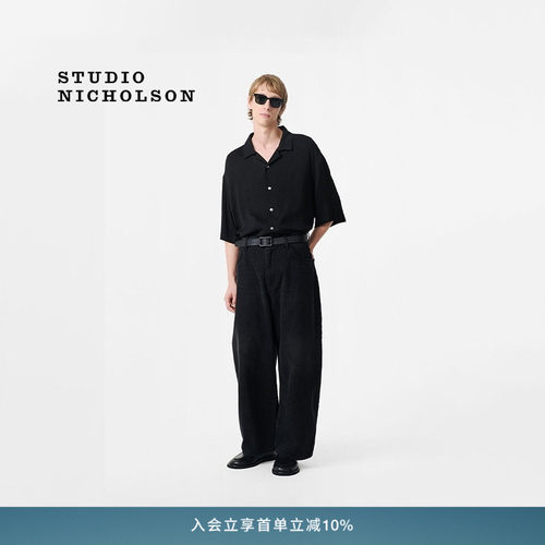 STUDIO NICHOLSON男士CAMP领KLINE短袖衬衫