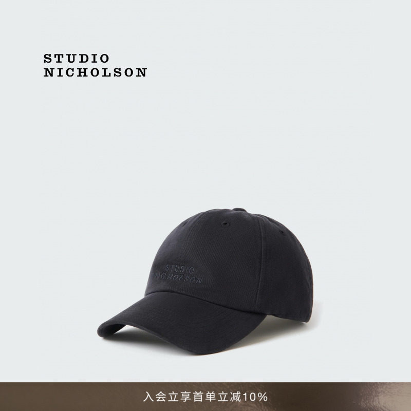 STUDIO NICHOLSON中性休闲四季通用LOGO棒球帽棉质帽子藏青色图片
