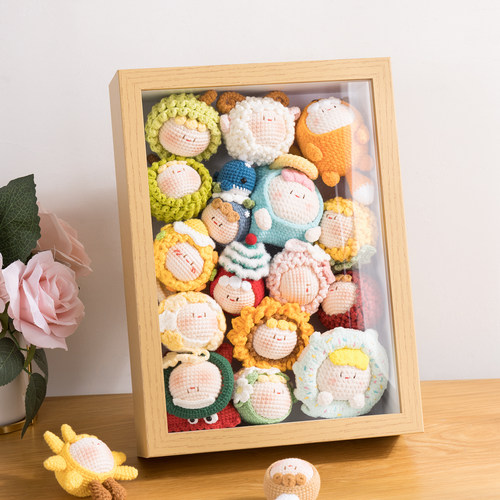 钩织团子中空立体相框摆件