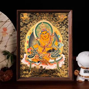 唐卡五色黄财神相框摆件