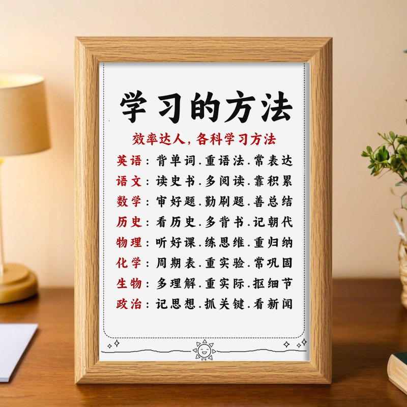 学习方法摆件语文数学英语相框