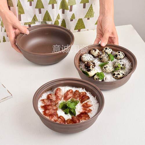 紫砂钵碗钵仔碗炖盅汤碗蒸菜碗陶瓷餐具米饭钵陶饭碗家用蒸蛋碗