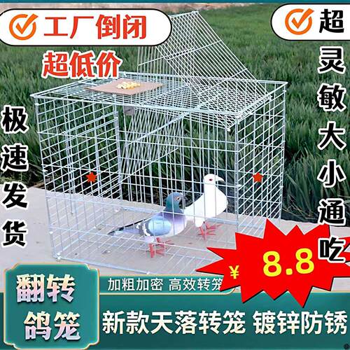 新款鸽笼自动天落鸟笼旋转笼翻板笼户外加粗鸽子养殖专用祇进不出