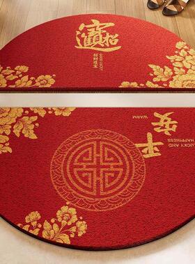 半圆形丝圈入户门地垫大门口防滑除尘进门内地毯门外家用红色垫子