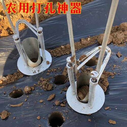种植打孔神器破膜器栽苗打洞器大棚地膜草坪泥土扎眼挖坑农用工具