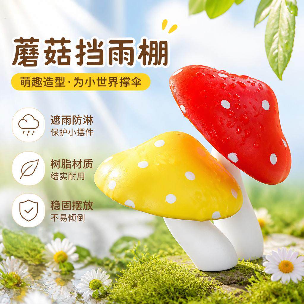 电动车装饰雨棚倒车摄像头防雨罩挡雨棚蘑菇装饰可爱摆件防水塑料