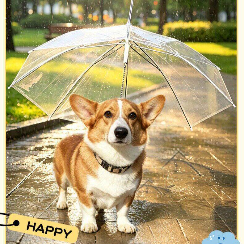 宠物透明雨伞狗狗专用下雨遛狗神器中小型犬雨披牵引绳雨天狗用品
