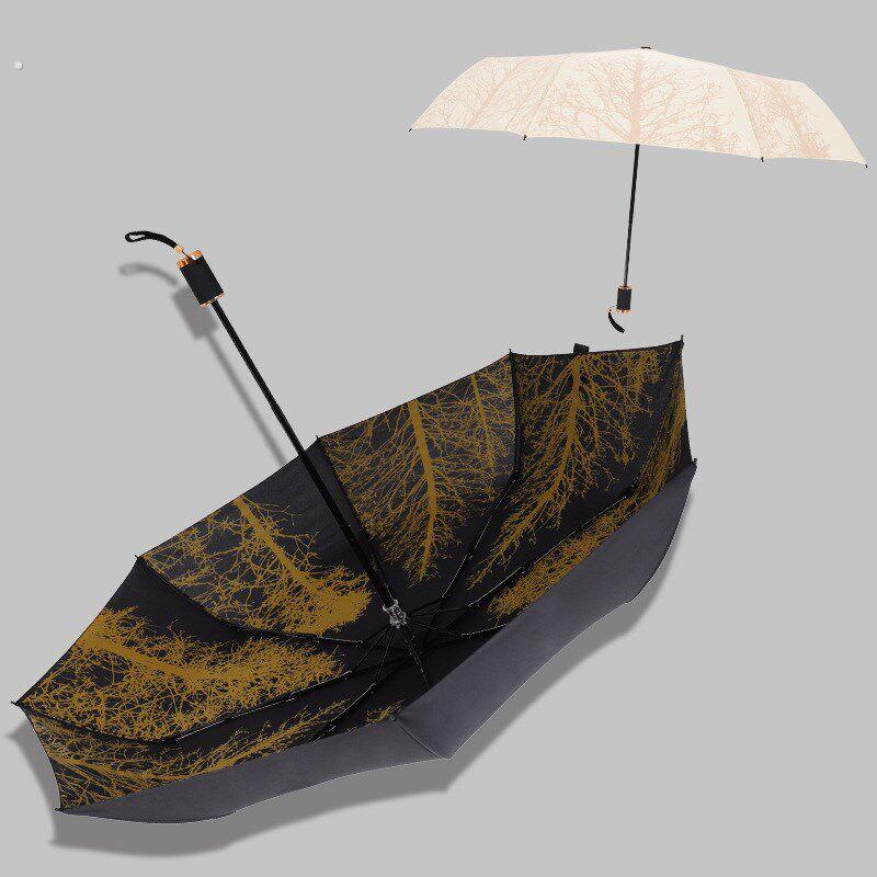 雨伞女晴雨两用古风桦林树加厚双人三折叠伞小众随身可携式晴雨两