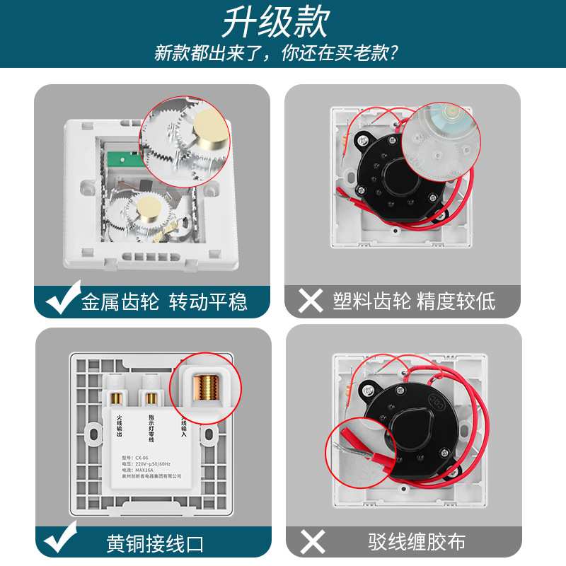 86型机械式倒计时220V定时开关自动断电水泵定时器控制器
