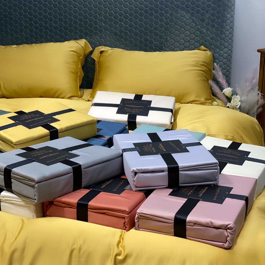 60支奥地利天丝四件套床单款纯色套件轻奢丝滑夏季冰丝双人床品