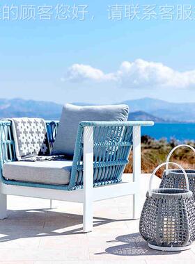 北欧户外沙695室庭院阳别墅售楼处台三人发休闲沙发外藤编沙发组