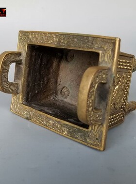 纯铜鼎四方鼎兽鼎龙鼎开天库四方财源铜鼎供奉香工艺装饰品炉摆件