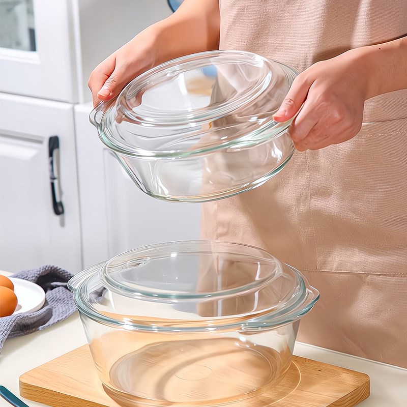 耐高温玻璃碗家用带盖烤盘打蛋蒸蛋泡面沙拉碗微波炉烤箱专用器皿