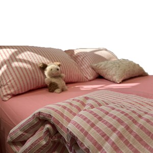 玫红少女织提花条纹单双人夏凉被四件套薄被子空调被芯可水洗纯棉