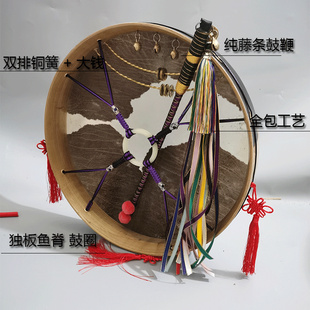 柳木圈驴皮鼓二神鼓文王鼓镇堂鼓牛溜子皮单面手抓鼓藤条鼓鞭送包