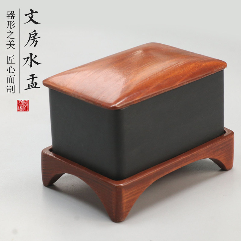 原石文房水盂砚滴水滴天然石头罗纹砚台初学实用歙砚书法书画墨池