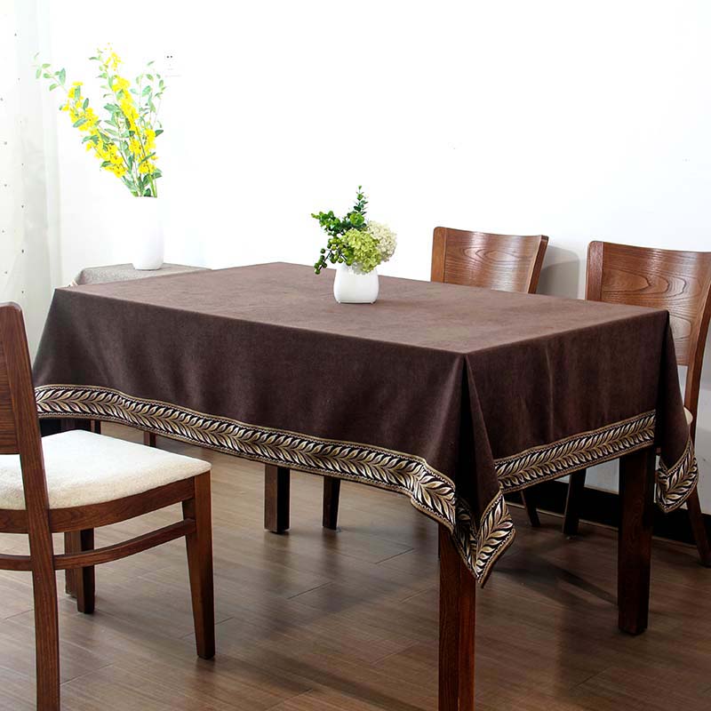 青眉新中式双面绒褐色长方形茶几布酒店会议室桌布大餐桌2022新款