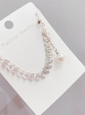 珍珠麦穗叶子项链气质小众设计闺蜜学生姐妹锁骨链女项链饰品批发