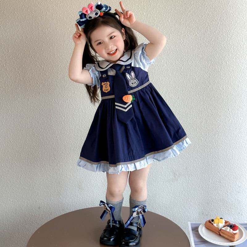 女童连衣裙夏季2025新款兔子警官儿童裙子夏装女宝宝公主裙潮童装
