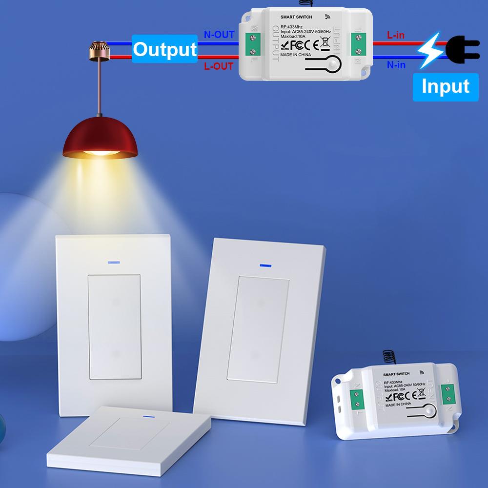 遥控开关免布线随意贴120型RF无线美版面板智能双控电灯翘板开关