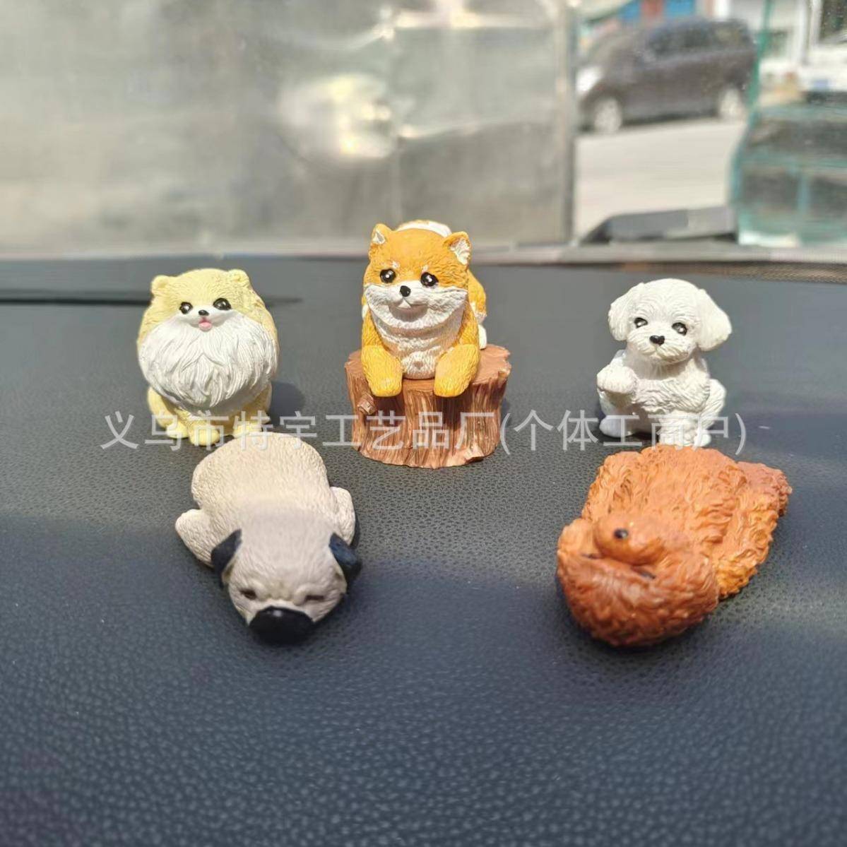 迷你仿生狗汽车摆件模型车载摆设装饰品盆景公仔仿真小狗树脂车内