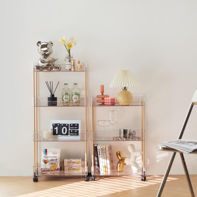 透明厨房落地多层夹缝可移动小推车置物架浴室收纳储物架带轮