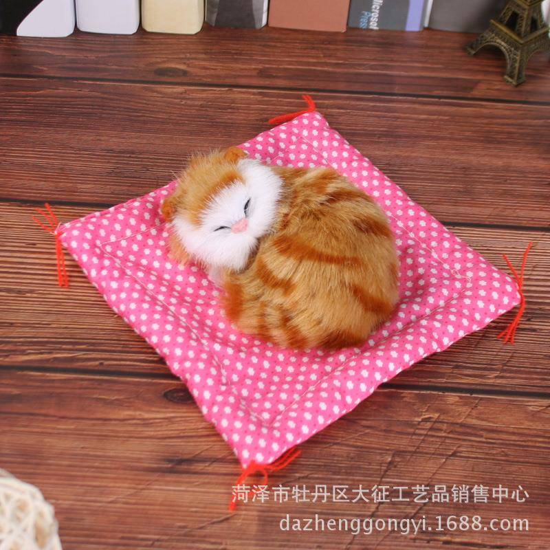 布垫猫仿真猫咪儿童毛绒带声会叫家居摆件动物模型玩具