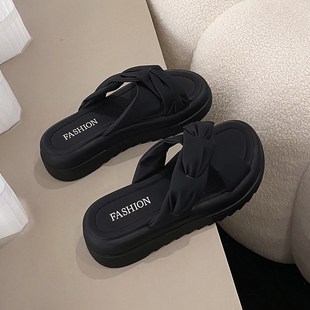 配裙子2024新款 女夏外穿时尚 高级感Z外出沙滩 绝美厚底凉拖鞋 法式