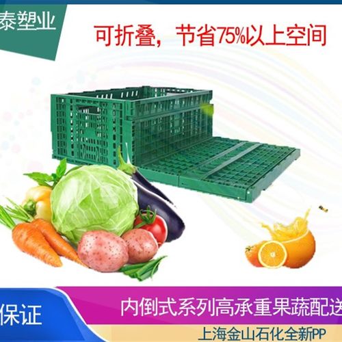 内倒式高承重加厚折叠式塑料胶箱子E果蔬配送运输周转筐超市地堆