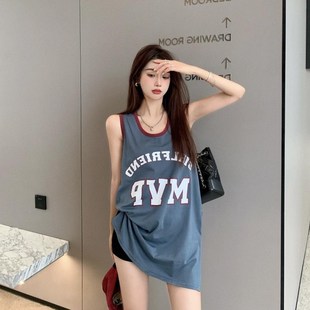 T恤宽松中长款 背心u女无袖 BF风吊带遮肚打底上 300斤超大码 胖mm2