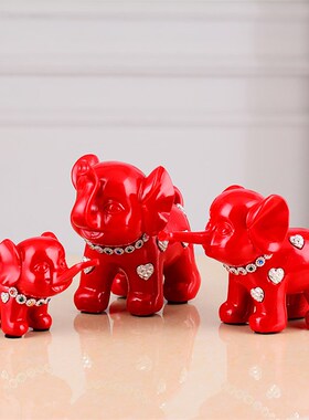 树脂家居装饰品客厅乔迁开业结婚礼品欧式创意风水三连象摆件