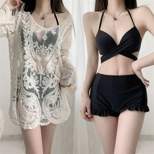 2025新款百搭时尚泳p衣女度假风泳装套装宽松透气遮肉显瘦沙滩罩