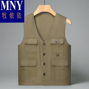户外多口袋钓鱼马甲摄影爸爸装 中老g年人男士 坎肩背心马 薄款 夏季