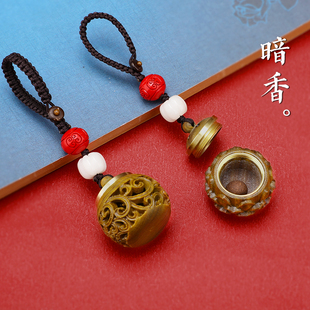 可打开香囊汽车钥匙m扣精致绿檀木手工手机挂件2021年新款 女包包