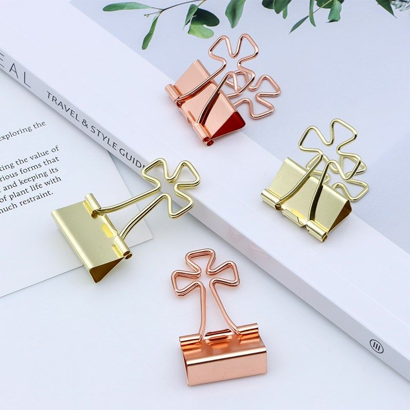 金属收纳夹创意镂空夹彩色长尾夹手帐夹子办公用品燕尾夹刻字定制