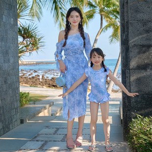 宝宝泳装 新款 y分体套装 罩衫 儿童女孩沙滩海 亲子泳衣母女温泉夏季